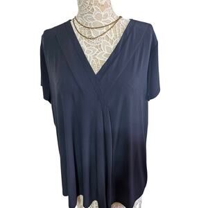 Lane Bryant Dark Blue V Neck Short Sleeve Top- Plus Size 22/24 -EUC